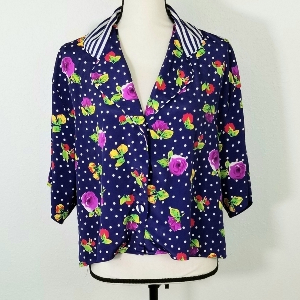 Victoria's Secret Vintage Gold Label Top Floral Girly Feminine Comfy Artsy, M